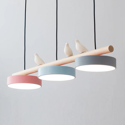 Elegant og Kunstnerisk Fuglependellampe Hængelampe Tech Butik Pink & Blå & Grå & L 79.8 cm x H 8.4 cm Sort Ledning Varmt Lys