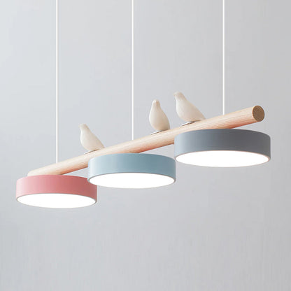 Elegant og Kunstnerisk Fuglependellampe Hængelampe Tech Butik Pink & Blå & Grå & L 79.8 cm x H 8.4 cm Hvid Ledning Varmt Lys