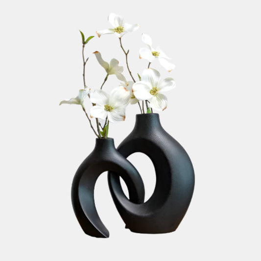 Elegant sammenflettet blomsterkrukke til smukke blomsterdekorationer Vaas Tech Butik Mat Sort
