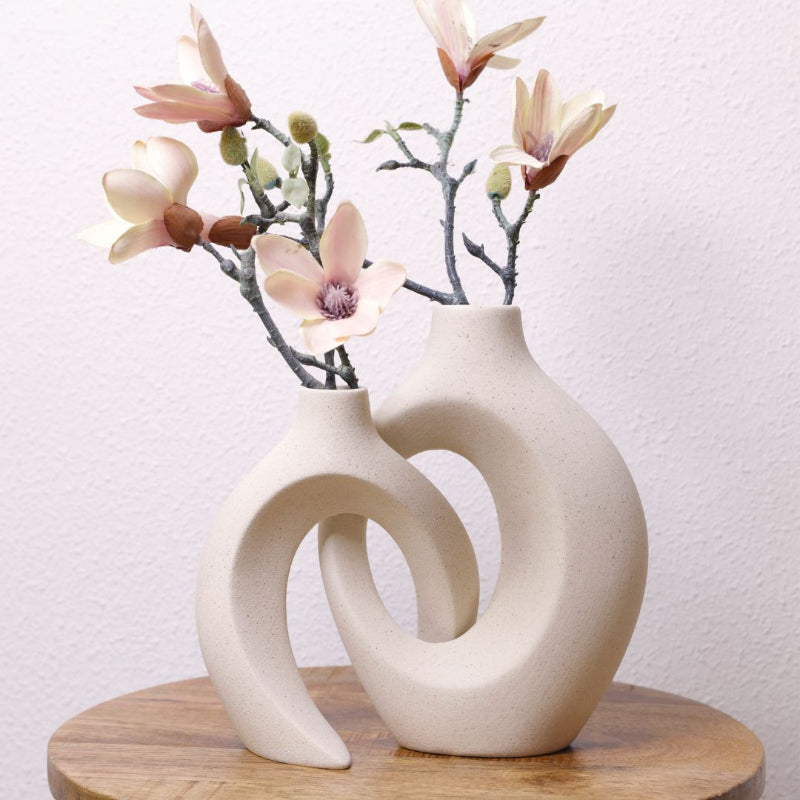 Elegant sammenflettet blomsterkrukke til smukke blomsterdekorationer Vaas Tech Butik Creme Hvid