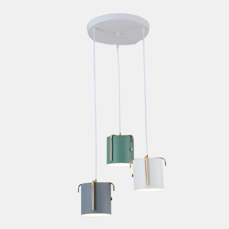 Enkel LED Pendellampe med Farverigt Design Hængelamper Tech Butik 3 hoveder Rund plade