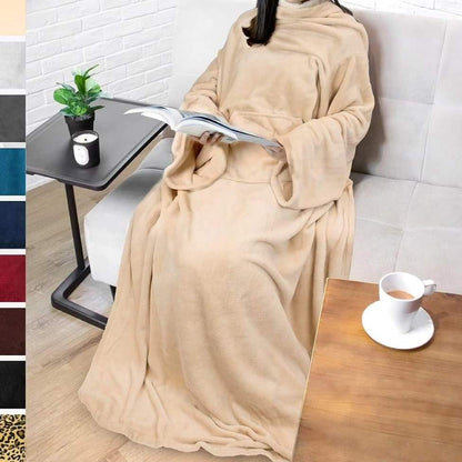 Fleece Tæppe med Ærmer – Behagelig, Bærbar Varme til Ultimativ Komfort Blankets Tech Butik Beige