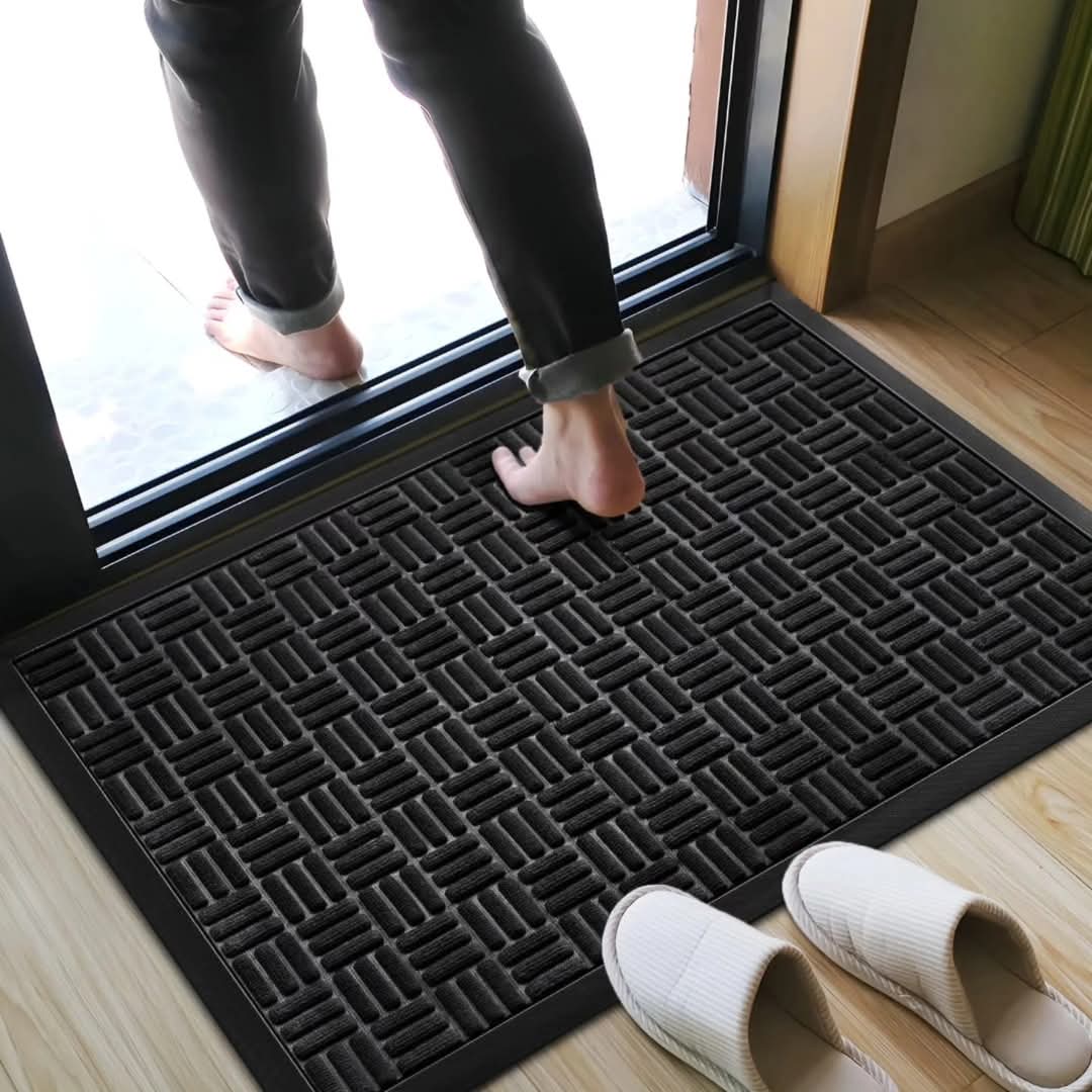 Gummi dørmåtte – Holdbar Snavsfangende Måtte til Hjem eller Erhverv Door Mat Tech Butik Sort 45 cm × 75 cm