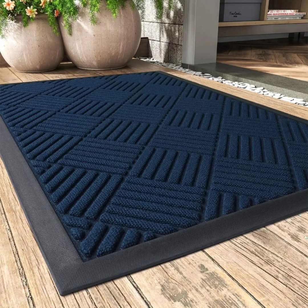 Gummi dørmåtte – Holdbar Snavsfangende Måtte til Hjem eller Erhverv Door Mat Tech Butik Blå 45 cm × 75 cm