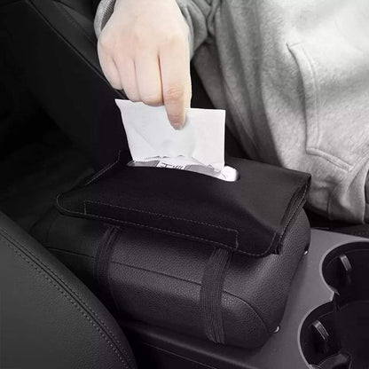 Stilfuldt Læder Papirservietholder til Bil – Elegant & Praktisk Tilbehør til Bilens Interiør Home Tech Butik