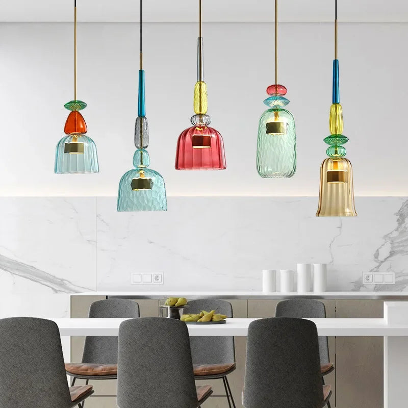 Farverig Glaspendellampe til Moderne Interiør Lamp Tech Butik