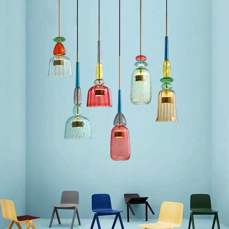 Farverig Glaspendellampe til Moderne Interiør Lamp Tech Butik