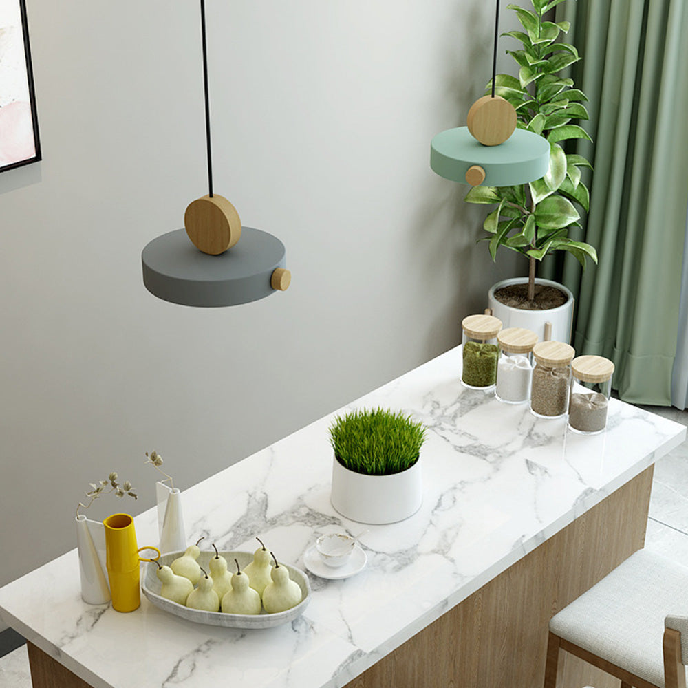 Farverig Mini Loftlampe med Trædetalje Hængelamper Tech Butik Grå