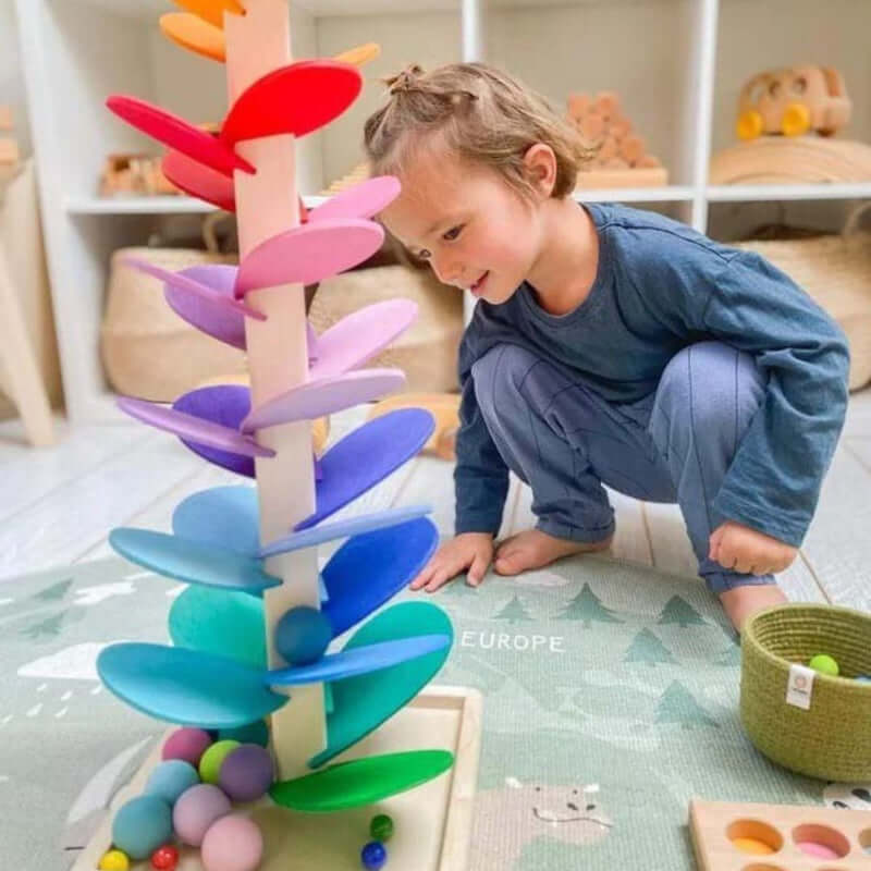 Farverig Træ-Kuglebane til Sjov og Lærerig Leg Toy Tech Butik