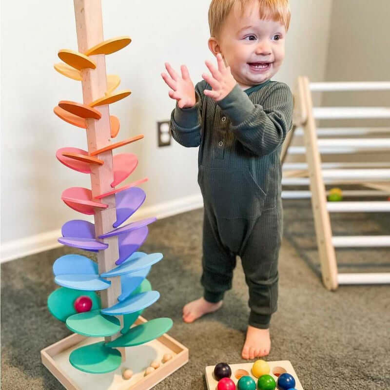 Farverig Træ-Kuglebane til Sjov og Lærerig Leg Toy Tech Butik