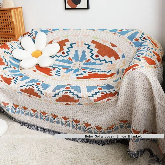 Farverigt Vævet Tæppe – Hygge og Elegance til Dit Hjem Kastetæpper Tech Butik 7 130x160cm