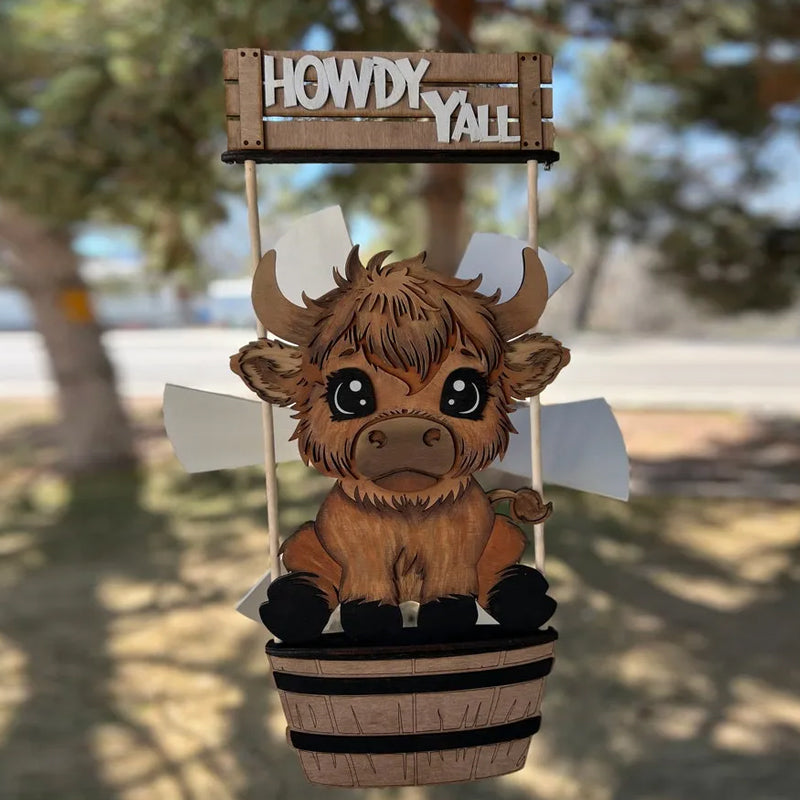 Finurlig Dyre Vindspinner til Havehygge Dekoration Tech Butik Highland cow