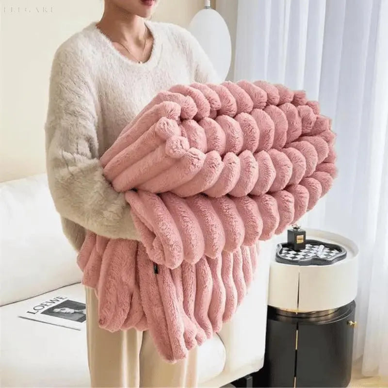 Superblød Fleece Tæppe Luksuriøst Faux Lammeuld Plaid til Varme & Komfort Sengetøj Tech Butik Lyserød S - 120 x 200 cm