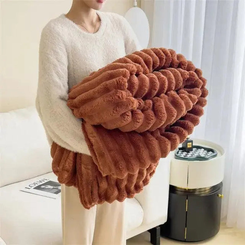 Superblød Fleece Tæppe Luksuriøst Faux Lammeuld Plaid til Varme & Komfort Sengetøj Tech Butik Kaffe S - 120 x 200 cm