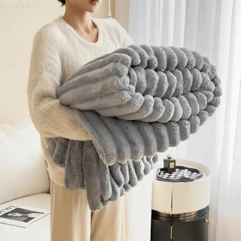 Superblød Fleece Tæppe Luksuriøst Faux Lammeuld Plaid til Varme & Komfort Sengetøj Tech Butik Grå S - 120 x 200 cm
