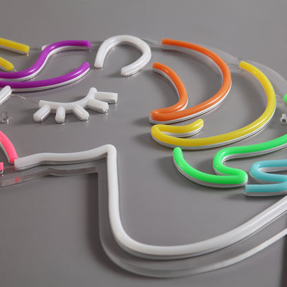 Enhjørning Neon Væglampe – Magisk Glød i Flerfarvet Lys Væglamper Tech Butik