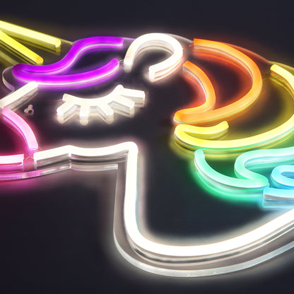 Enhjørning Neon Væglampe – Magisk Glød i Flerfarvet Lys Væglamper Tech Butik