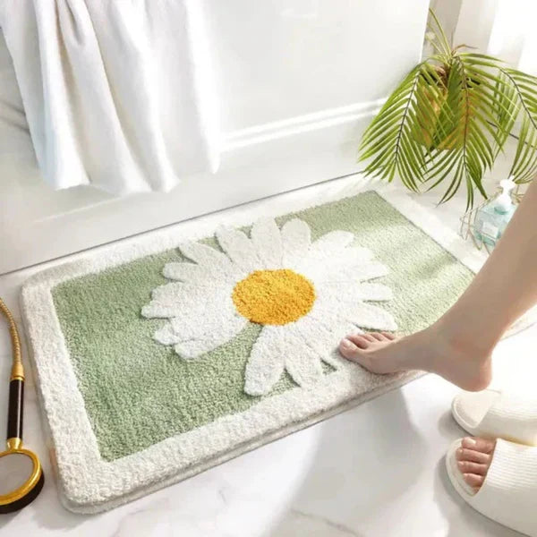 Blomstret Bademåtte – Skridsikker, Blød og Komfortabel til Daglig Brug Bathroom Accessories Tech Butik Lille (40 x 60 cm) Grøn
