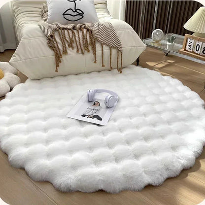 Fluffy & Super Blødt Plush Nordisk Rundt Shaggy Tæppe – Hyggelig Luksus til Enhver Stue Rugs Tech Butik Hvid 80X80CM