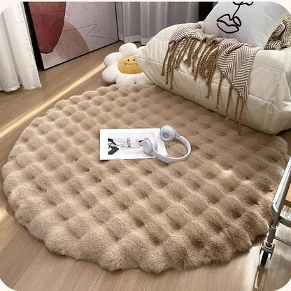 Fluffy & Super Blødt Plush Nordisk Rundt Shaggy Tæppe – Hyggelig Luksus til Enhver Stue Rugs Tech Butik Beige 80X80CM