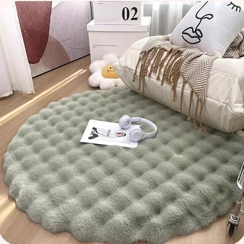 Fluffy & Super Blødt Plush Nordisk Rundt Shaggy Tæppe – Hyggelig Luksus til Enhver Stue Rugs Tech Butik Sage Grøn 60X60CM