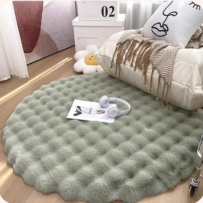 Fluffy & Super Blødt Plush Nordisk Rundt Shaggy Tæppe – Hyggelig Luksus til Enhver Stue Rugs Tech Butik Sage Grøn 60X60CM