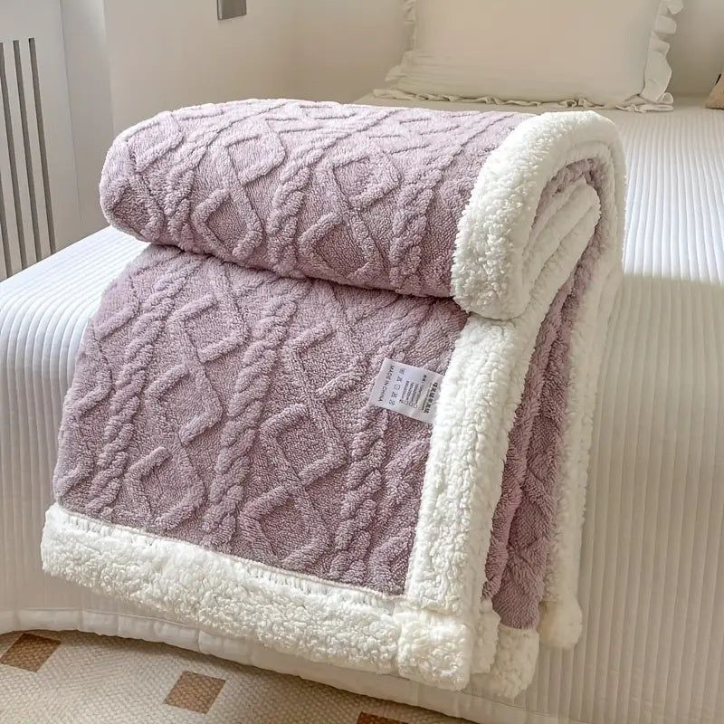 Fluffy Sherpa Fleece Tæppe – Ultra-blødt og Varmt Plaid til Afslapning Inde og Ude Tæpper & Plaider Tech Butik Leidenschaft Lila 100x150cm