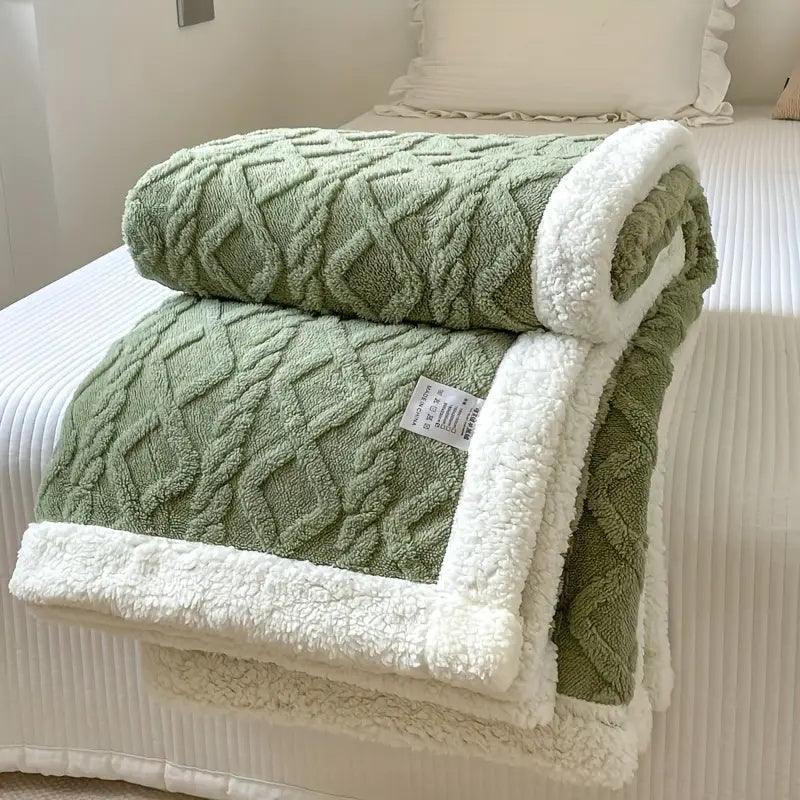 Fluffy Sherpa Fleece Tæppe – Ultra-blødt og Varmt Plaid til Afslapning Inde og Ude Tæpper & Plaider Tech Butik Matcha 100x150cm