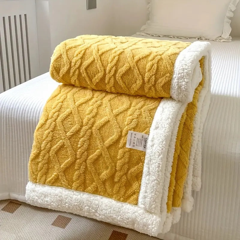 Fluffy Sherpa Fleece Tæppe – Ultra-blødt og Varmt Plaid til Afslapning Inde og Ude Tæpper & Plaider Tech Butik Gylden solopgang 100x150cm