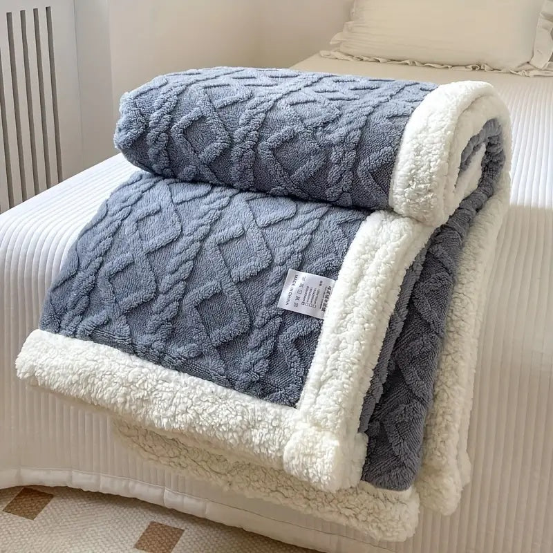 Fluffy Sherpa Fleece Tæppe – Ultra-blødt og Varmt Plaid til Afslapning Inde og Ude Tæpper & Plaider Tech Butik Blåbær 100x150cm
