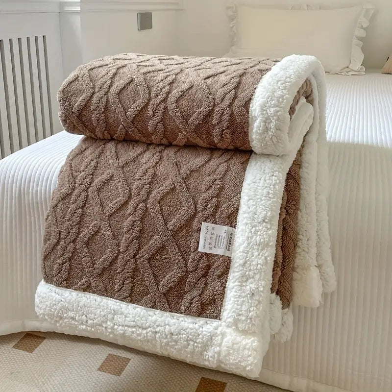 Fluffy Sherpa Fleece Tæppe – Ultra-blødt og Varmt Plaid til Afslapning Inde og Ude Tæpper & Plaider Tech Butik Espresso 100x150cm