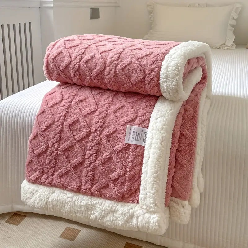 Fluffy Sherpa Fleece Tæppe – Ultra-blødt og Varmt Plaid til Afslapning Inde og Ude Tæpper & Plaider Tech Butik Rød-Rosa 100x150cm