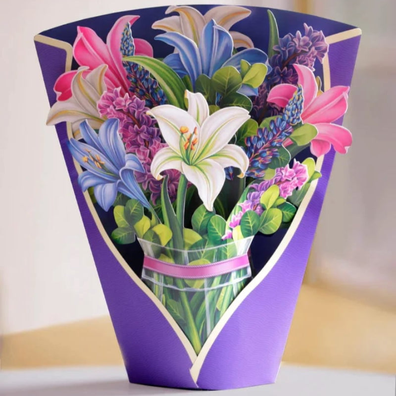 Forever Flower Bouquet 3D blomsterhilsen med kort Blomsterbuket Tech Butik Liljer & Lupiner