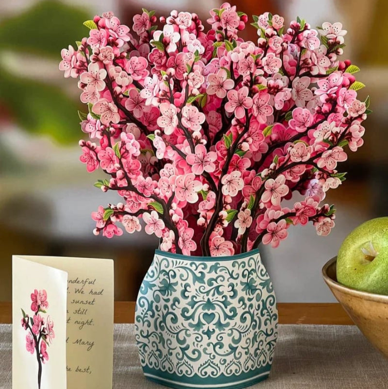 Forever Flower Bouquet 3D blomsterhilsen med kort Blomsterbuket Tech Butik Kirsebærblomst