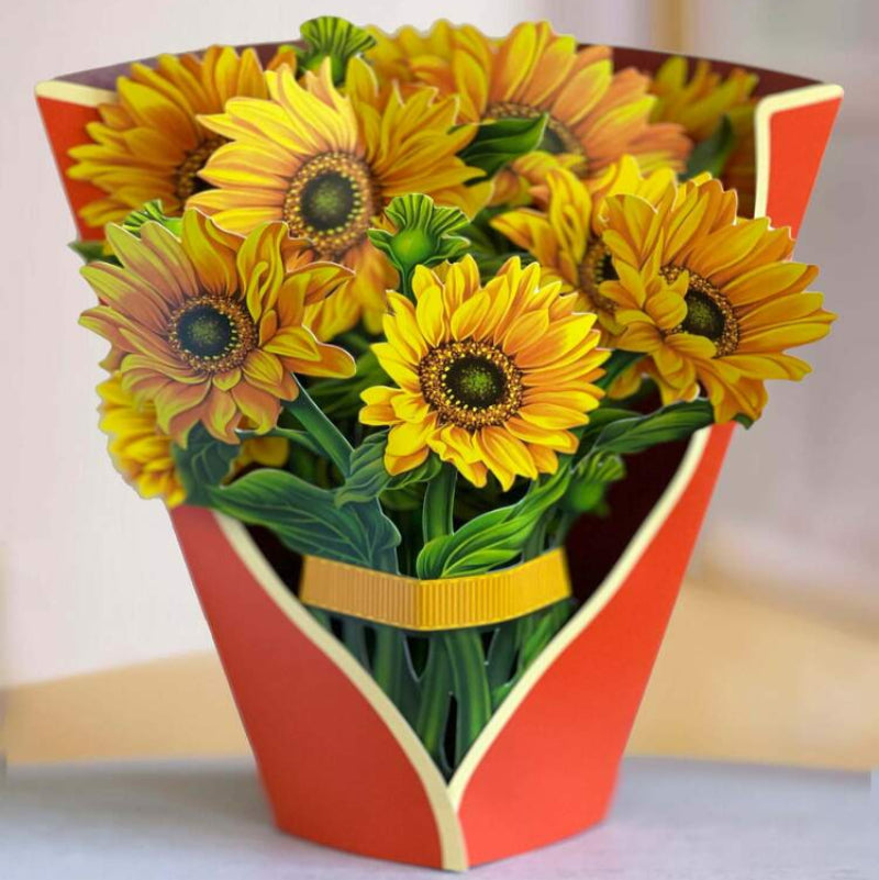 Forever Flower Bouquet 3D blomsterhilsen med kort Blomsterbuket Tech Butik Solsikke
