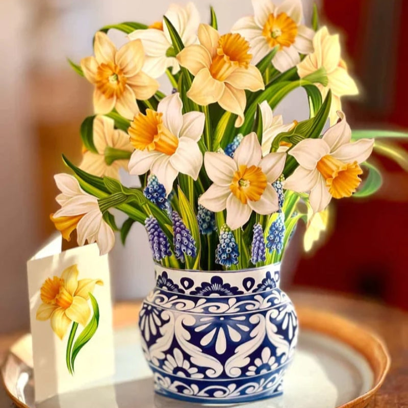 Forever Flower Bouquet 3D blomsterhilsen med kort Blomsterbuket Tech Butik Engelske Påskeliljer