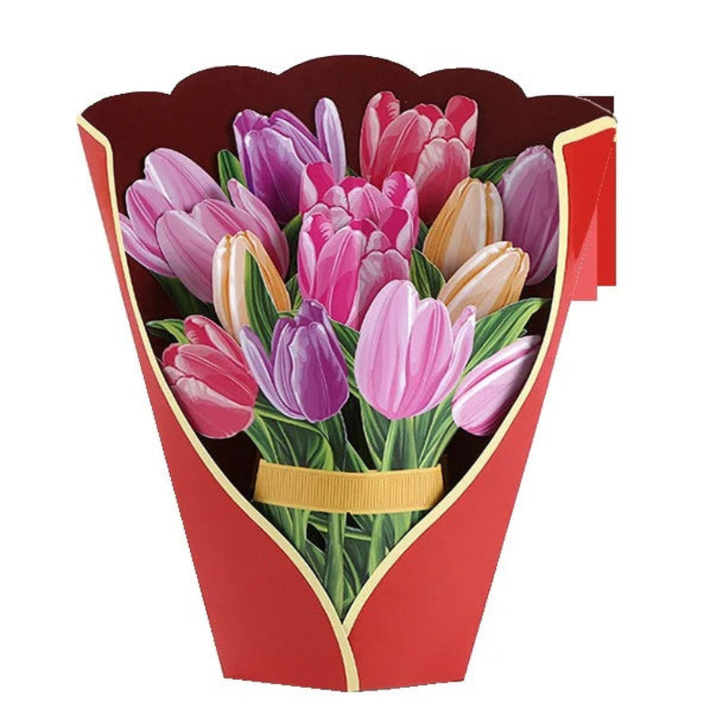 Forever Flower Bouquet 3D blomsterhilsen med kort Blomsterbuket Tech Butik Tulipan
