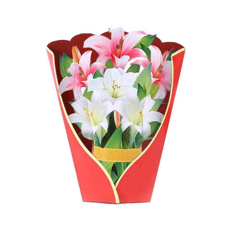 Forever Flower Bouquet 3D blomsterhilsen med kort Blomsterbuket Tech Butik Lilie