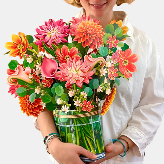 Forever Flower Bouquet 3D blomsterhilsen med kort Blomsterbuket Tech Butik Bedste Dahlia A