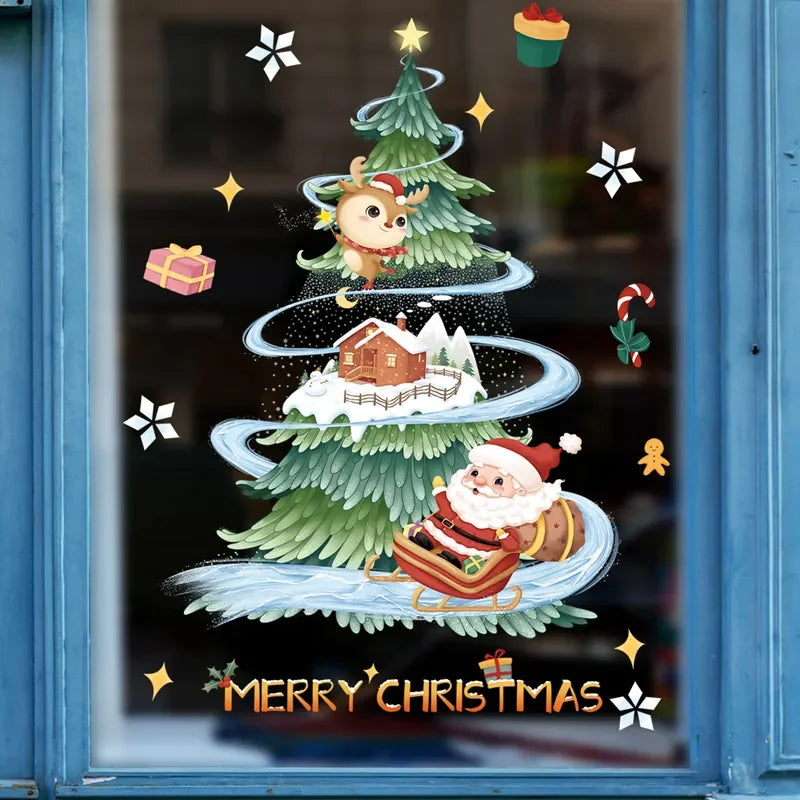 Genanvendelige PVC Juleklistermærker – Festlig Vinduesdekoration til Jul Julevinduesklistermærker Tech Butik Stil D