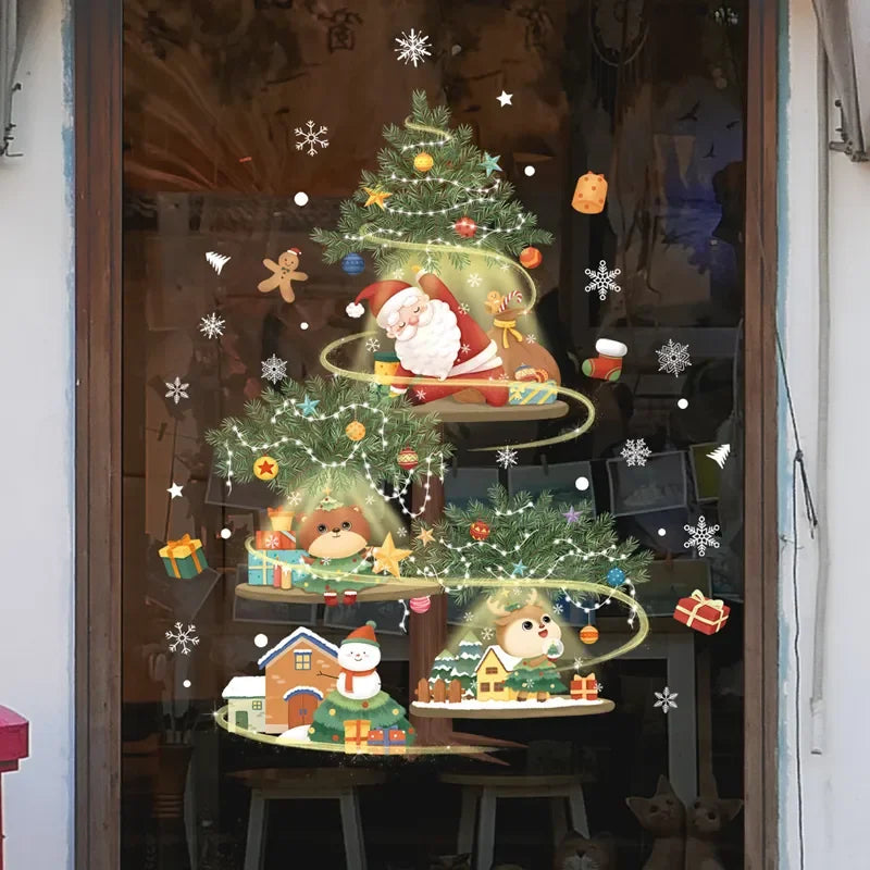Genanvendelige PVC Juleklistermærker – Festlig Vinduesdekoration til Jul Julevinduesklistermærker Tech Butik Stil E