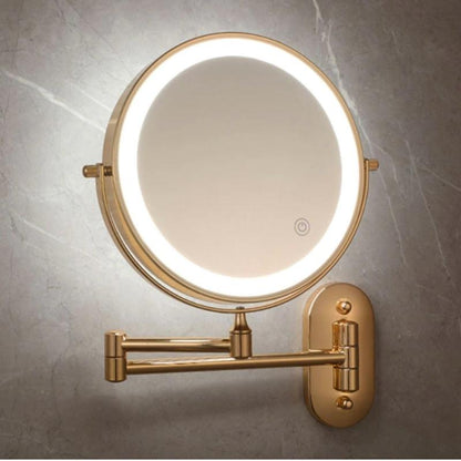 Genopladelig LED spejllampe med 5x forstørrelse og bærbar skønhedspartner til fejlfri makeup Spejle Tech Butik Guld