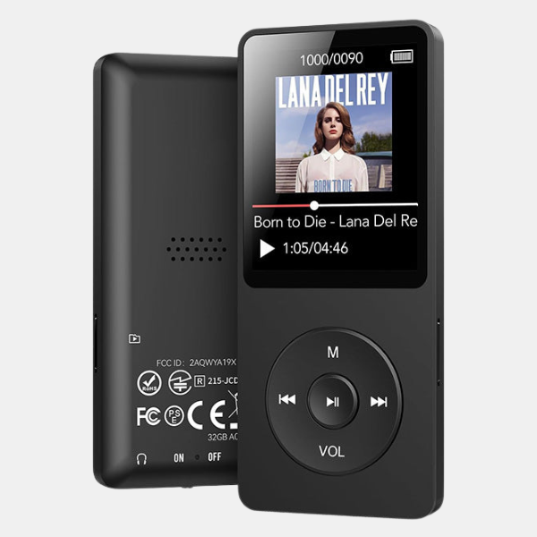 Genopladelig MP3-afspiller med Bluetooth og Stemmeoptager – Musik i Din Egen Takt Electronics & Gadgets Tech Butik Sort 32GB