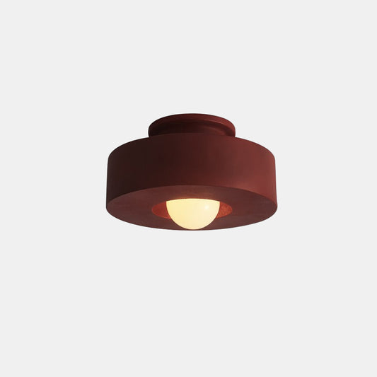 Geometrisk Cylindrisk Loftlys i Keramik – Moderne Wabi-Sabi Design til Stuen Belysning Tech Butik Rød