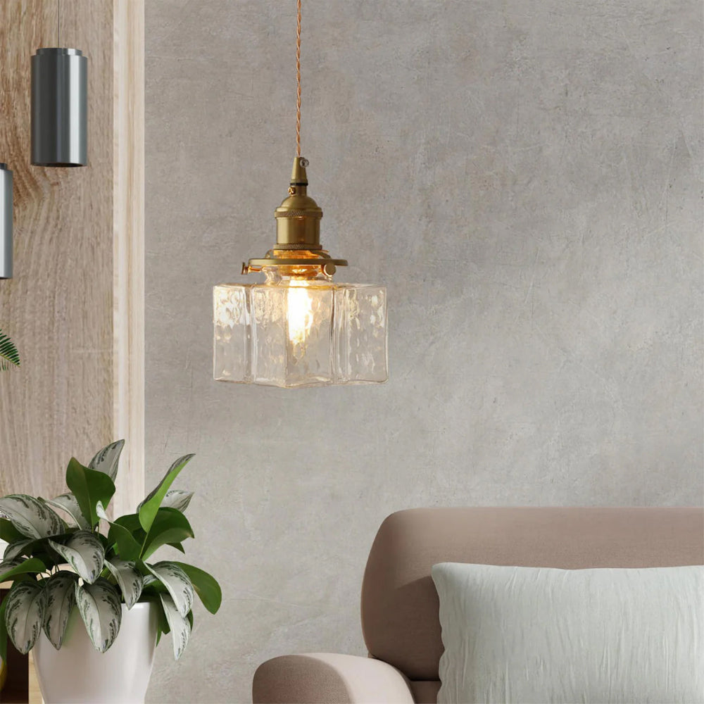 Geometrisk design med tekstureret glaspendellampe Pendellampe Tech Butik