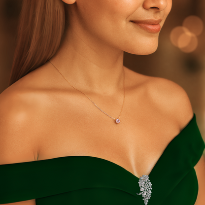 Skinnende Zirkon Halskæde – Glitr med Selvtillid og Stil Jewelry Necklace Round Tech Butik