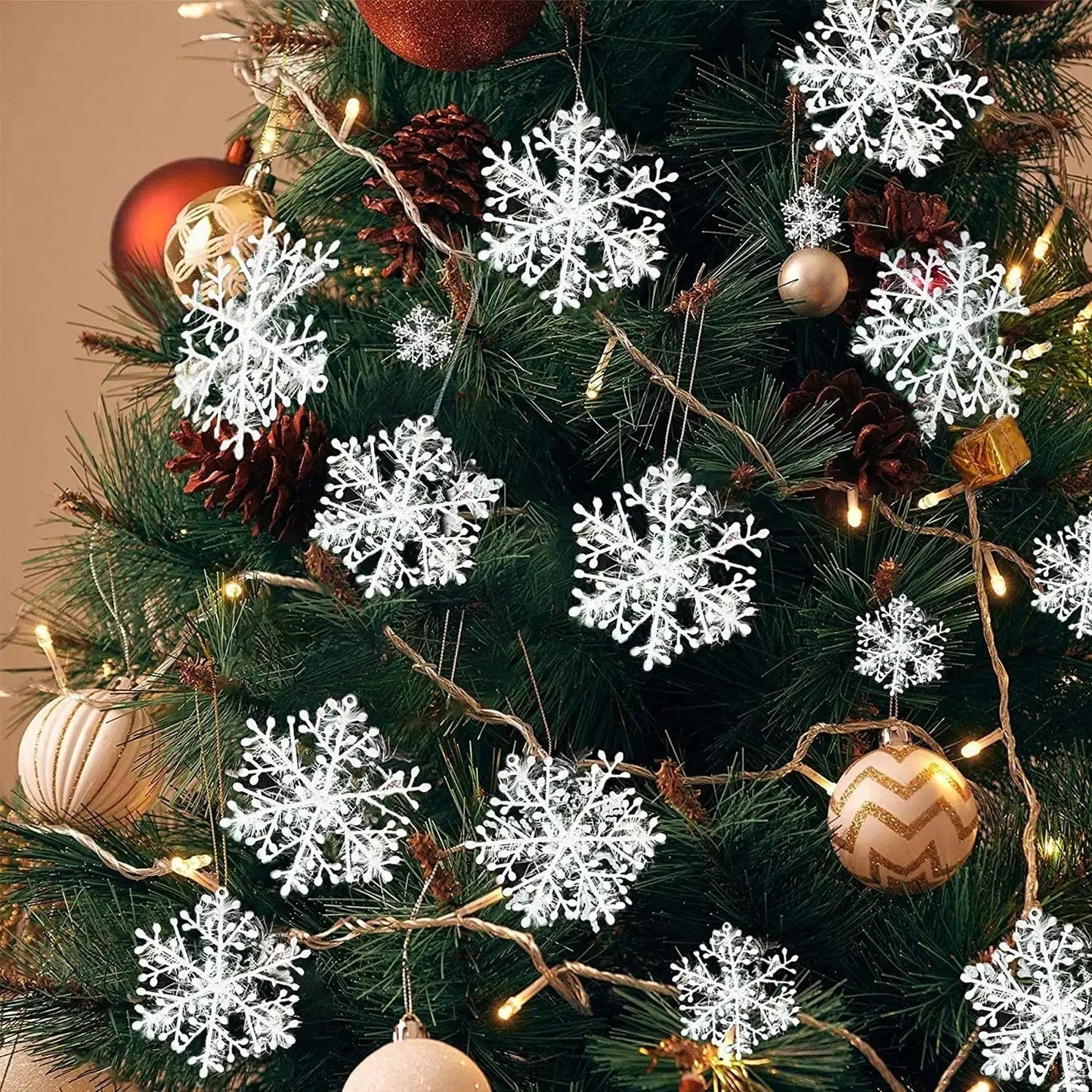 Glitrende Snefnug Juledekorationer – 30 Store Ornamenter til Juletræet Sæsonbestemte dekorationer Tech Butik