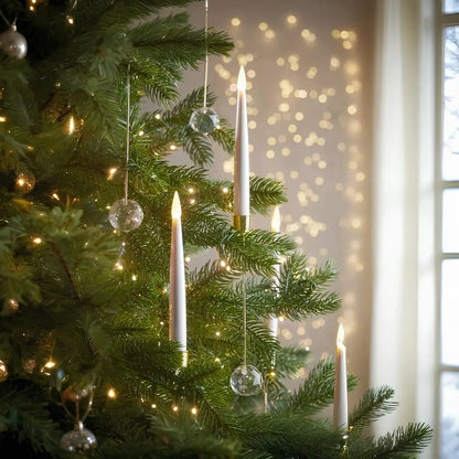 Dekorative juletræ Stearinlys – Elegante LED-lys for en magisk julestemning Home & Decor Tech Butik Krystalkugle Guld 12 Stykker