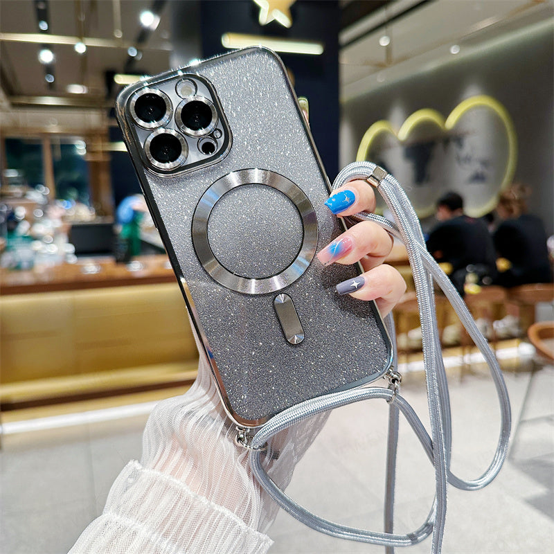 Luksus Glitter iPhone Cover – Crossbody Rem & Kamera Beskyttelse Mobiltelefontilbehør Tech Butik