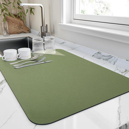 Hurtigtørrende Køkkenopvaskemåtte – Meget Absorberende og Hurtigtørrende Overfladebeskytter Kitchen Mats Tech Butik Grøn Lille (16"x20")